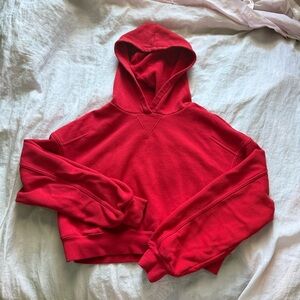 H&M Red Solid Color Crop Hoodie